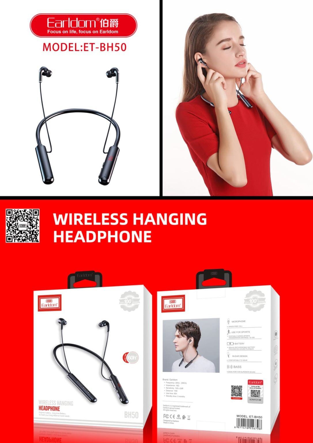 Earldom® BH50 Wireless Hanging Bluetooth Headset – Kuwait Cavarat